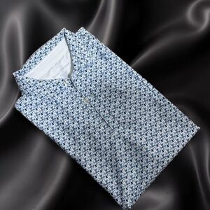 Hickey Freeman Blue  White Martini Print Golf Polo Shirt Cocktail Pattern | M